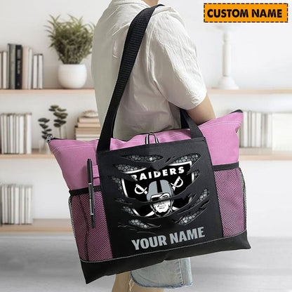 LIMITED EDITION - NEW CUSTOMIZED NFL07 LVR LAS VEGAS RAIDERS WATERPROOF TOTE BAG