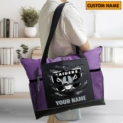 LIMITED EDITION - NEW CUSTOMIZED NFL07 LVR LAS VEGAS RAIDERS WATERPROOF TOTE BAG