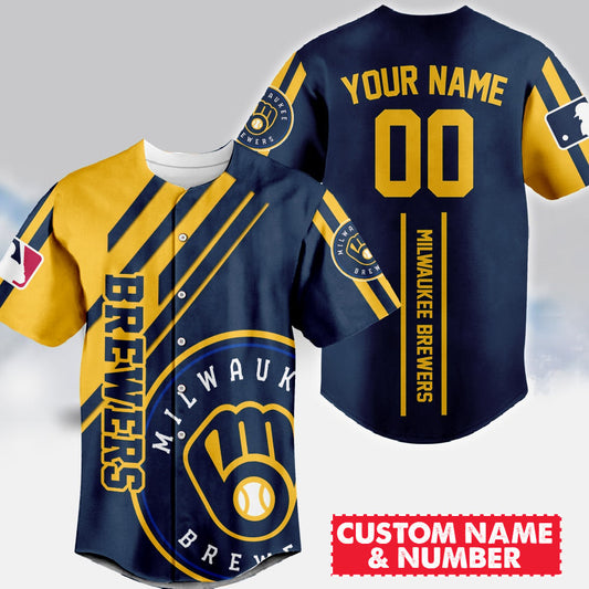 LIMITED EDITION - NEW CUSTOMIZED MLB15 MBS MILWAUKEE BREWERS BASEBALL JERSEY