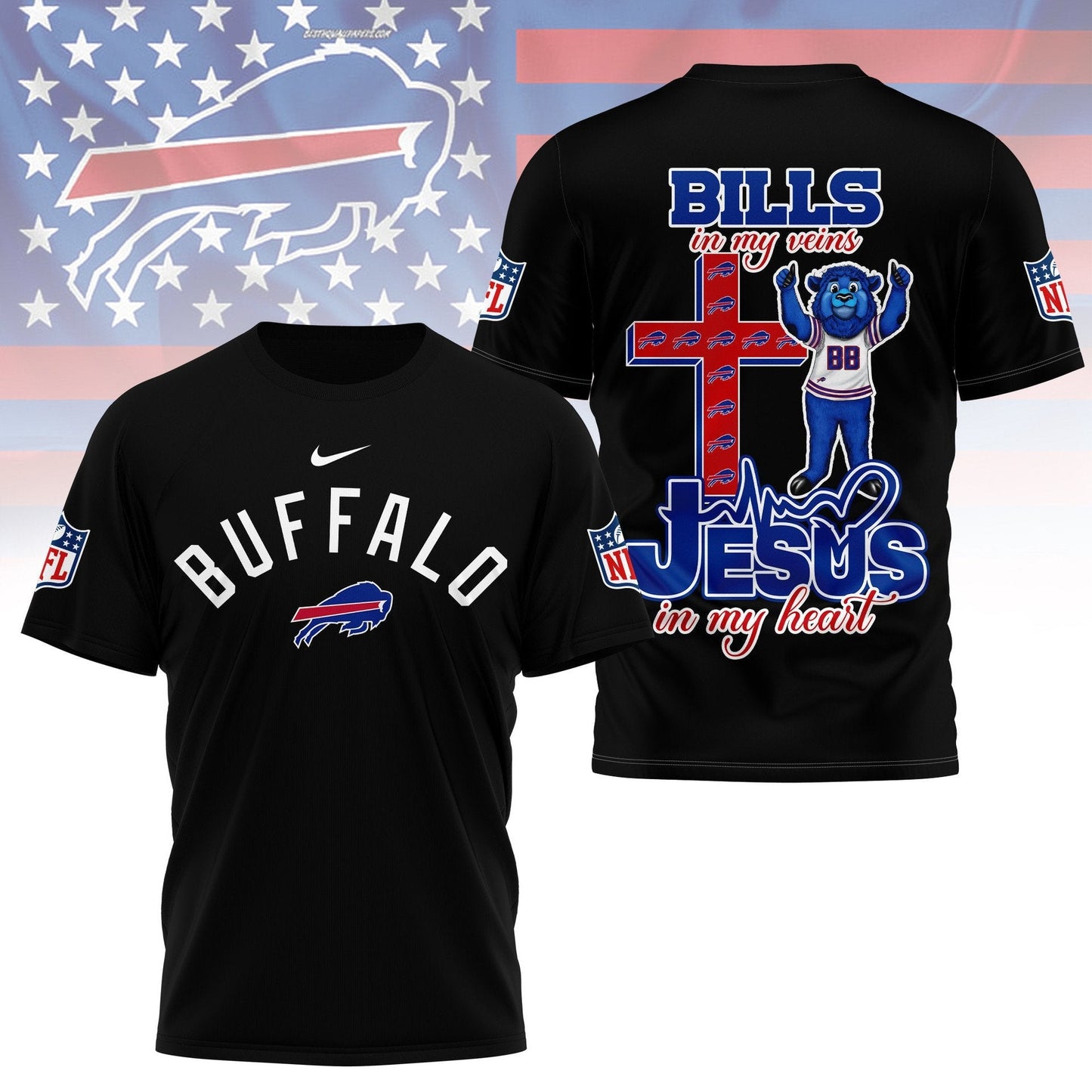 LIMITED EDITION - NEW PREMIUM NFL03 BFB BUFFALO BILLS UNISEX T-SHIRT