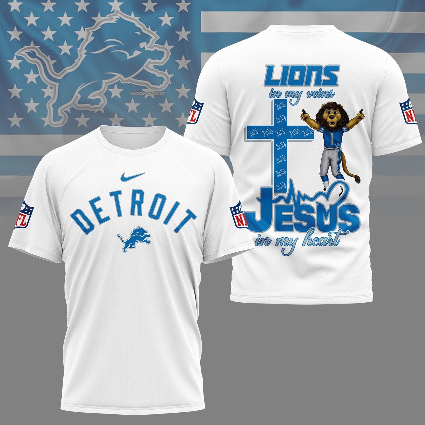 LIMITED EDITION - NEW PREMIUM NFL04 DTL DETROIT LIONS UNISEX T-SHIRT
