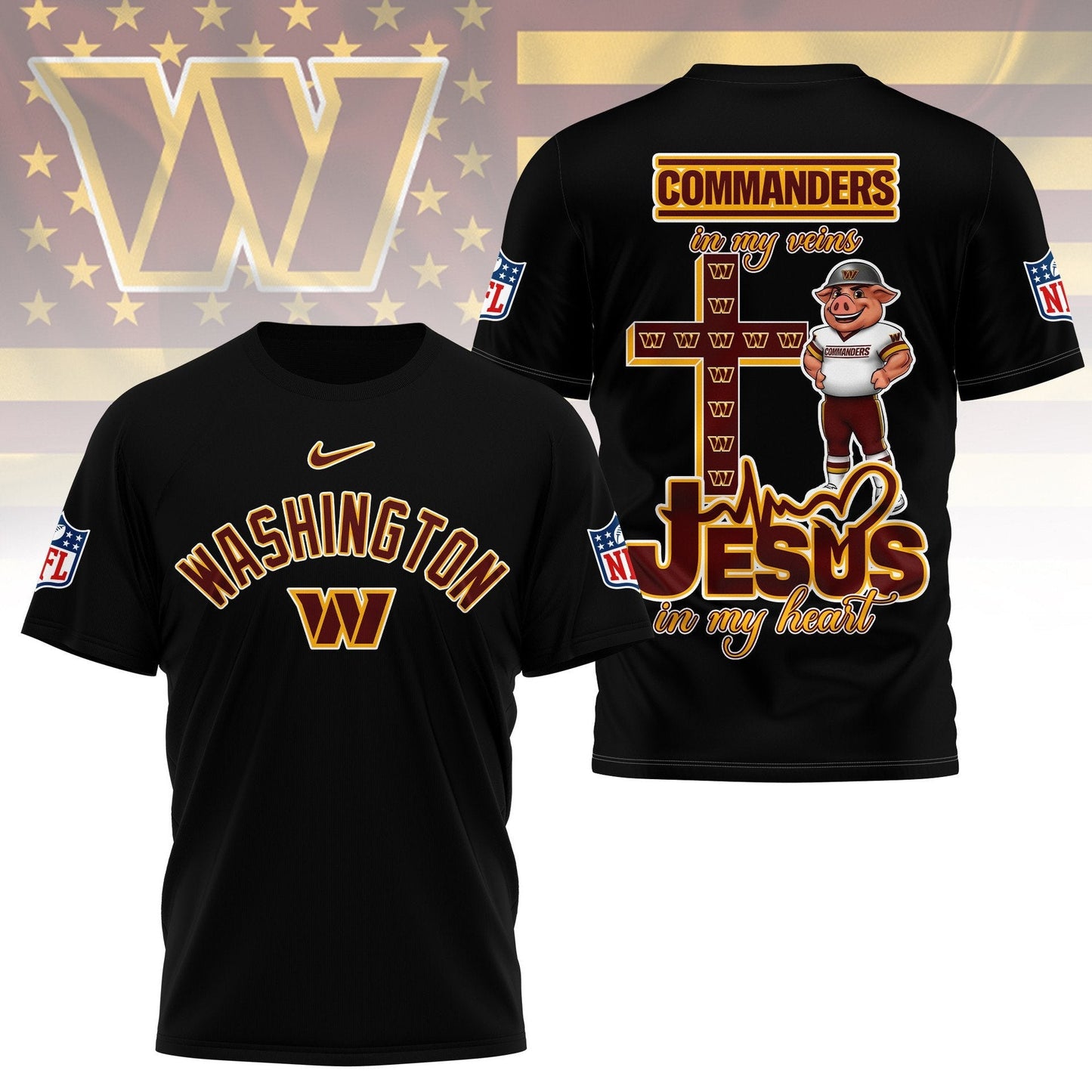 LIMITED EDITION - NEW PREMIUM NFL12 WTC WASHINGTON COMMANDERS UNISEX T-SHIRT