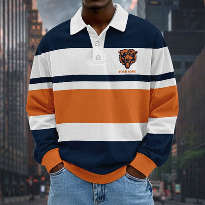LIMITED EDITION - NEW CUSTOMIZED NFL26 CCB CHICAGO BEARS MEN LONG SLEEVE POLO