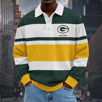 LIMITED EDITION - NEW CUSTOMIZED NFL08 GBP GREEN BAY PACKERS MEN LONG SLEEVE POLO