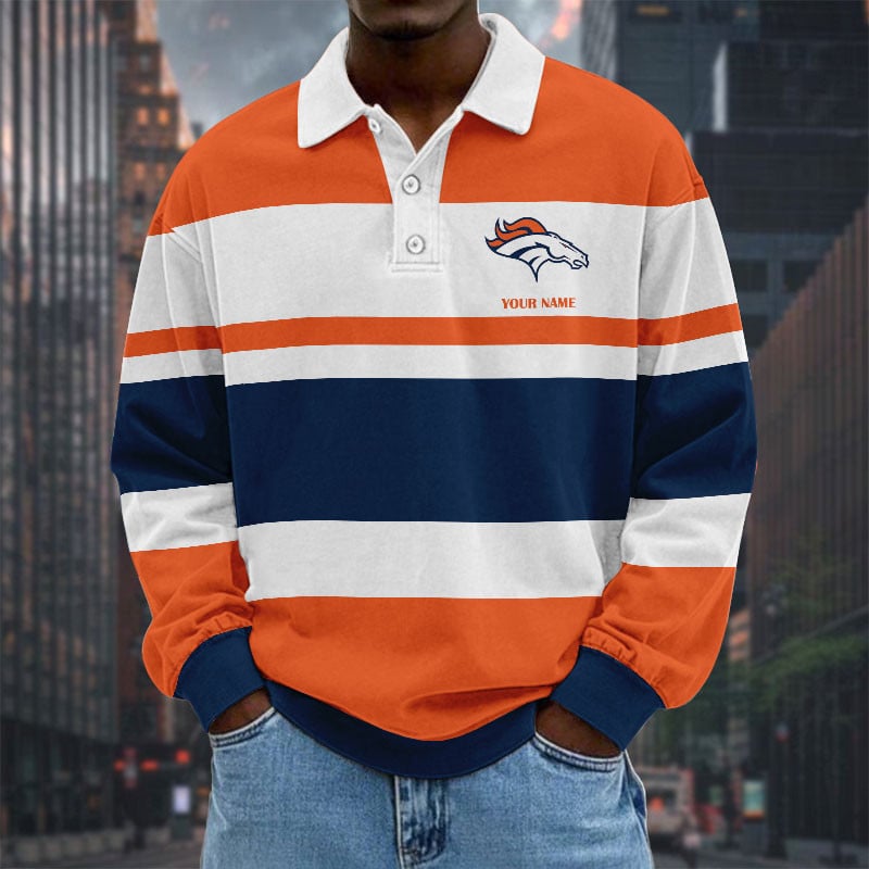 LIMITED EDITION - NEW CUSTOMIZED NFL13 DVB DENVER BRONCOS MEN LONG SLEEVE POLO