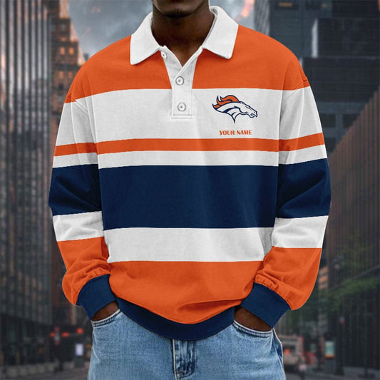 LIMITED EDITION - NEW CUSTOMIZED NFL13 DVB DENVER BRONCOS MEN LONG SLEEVE POLO