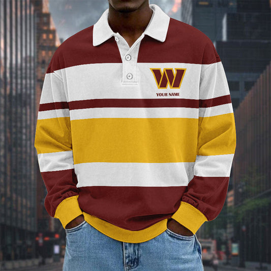 LIMITED EDITION - NEW CUSTOMIZED NFL12 WTC WASHINGTON COMMANDERS MEN LONG SLEEVE POLO