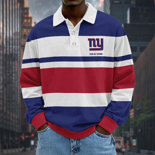 LIMITED EDITION - NEW CUSTOMIZED NFL32 NYG NEW YORK GIANTS MEN LONG SLEEVE POLO