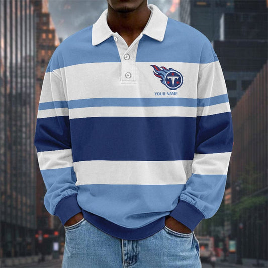 LIMITED EDITION - NEW CUSTOMIZED NFL31 TST TENNESSEE TITANS MEN LONG SLEEVE POLO