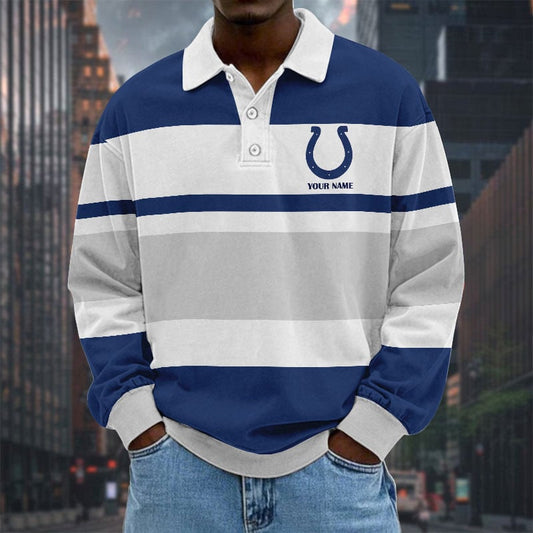 LIMITED EDITION - NEW CUSTOMIZED NFL17 IDC INDIANAPOLIS COLTS MEN LONG SLEEVE POLO
