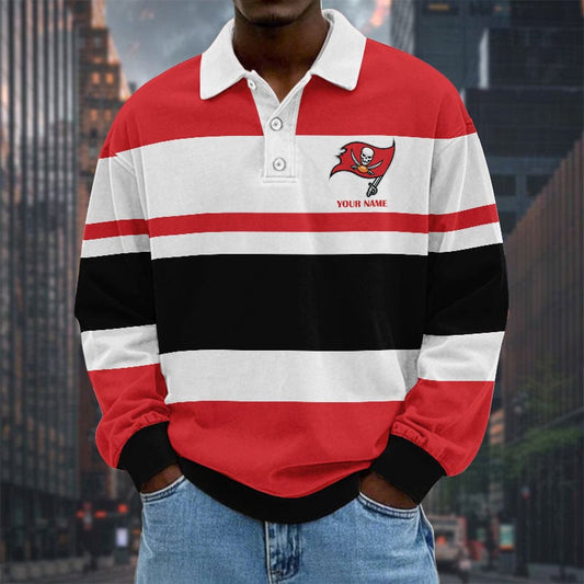 LIMITED EDITION - NEW CUSTOMIZED NFL10 TBB TAMPA BAY BUCCANEERS MEN LONG SLEEVE POLO