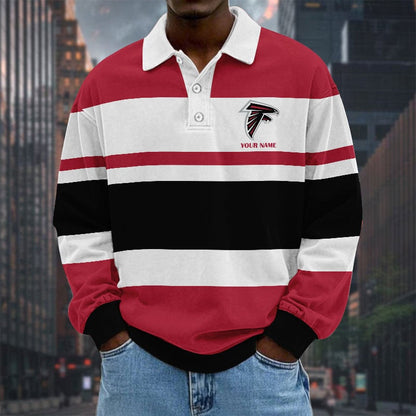 LIMITED EDITION - NEW CUSTOMIZED NFL18 ATF ATLANTA FALCONS MEN LONG SLEEVE POLO