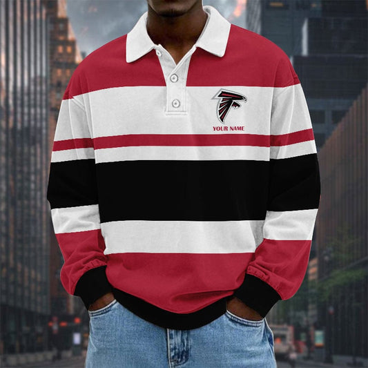 LIMITED EDITION - NEW CUSTOMIZED NFL18 ATF ATLANTA FALCONS MEN LONG SLEEVE POLO