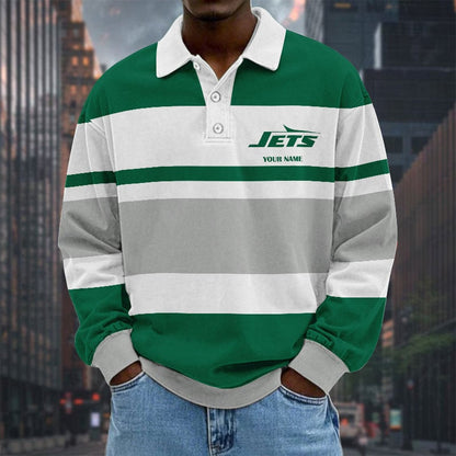 LIMITED EDITION - NEW CUSTOMIZED NFL25 NYJ NEW YORK JETS MEN LONG SLEEVE POLO