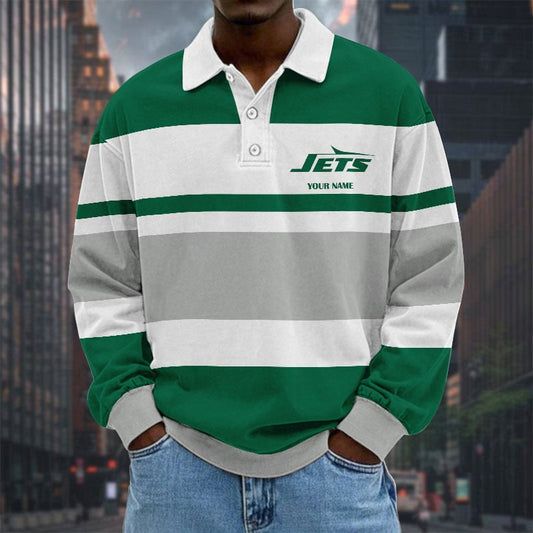 LIMITED EDITION - NEW CUSTOMIZED NFL25 NYJ NEW YORK JETS MEN LONG SLEEVE POLO