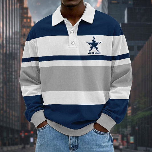 LIMITED EDITION - NEW CUSTOMIZED NFL21 DCB DALLAS COWBOYS MEN LONG SLEEVE POLO