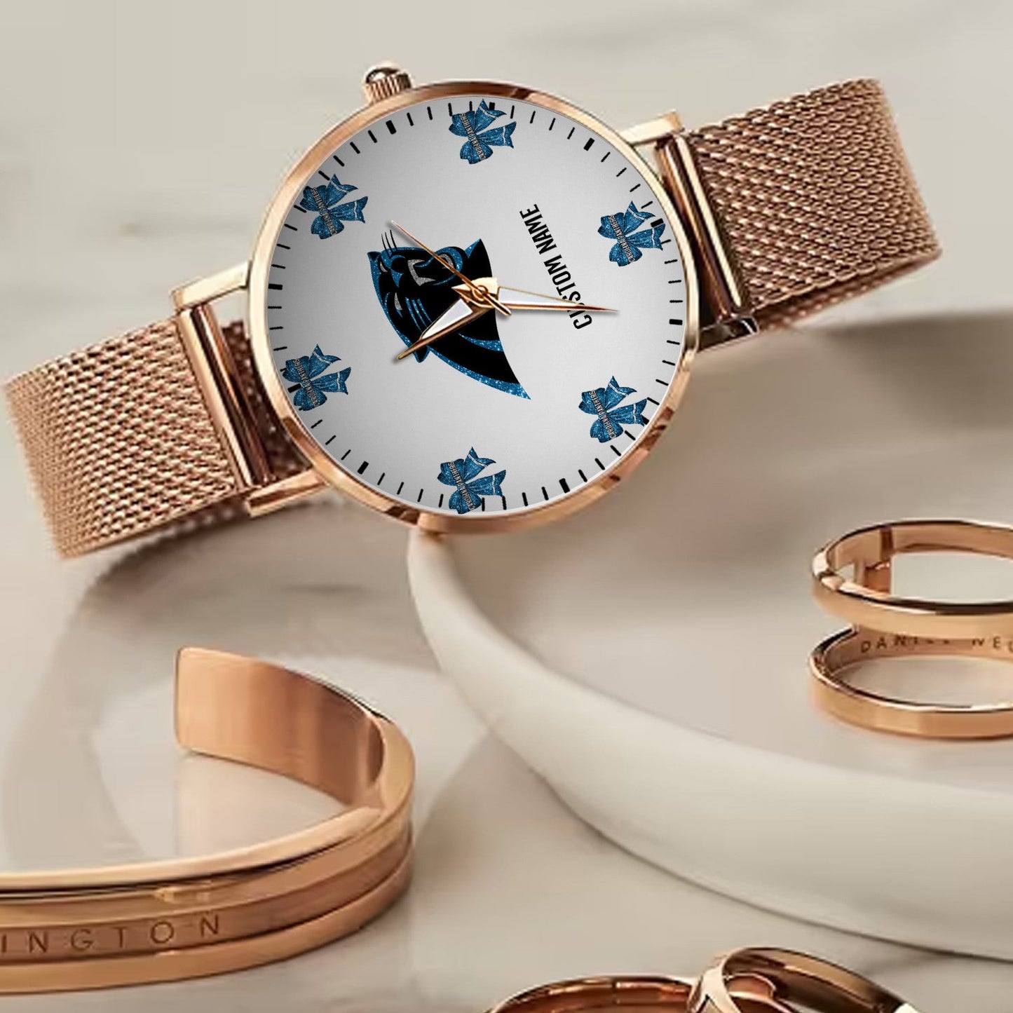 LIMITED EDITION - NEW CUSTOMIZED NFL23 CLP CAROLINA PANTHERS HAND WATCH