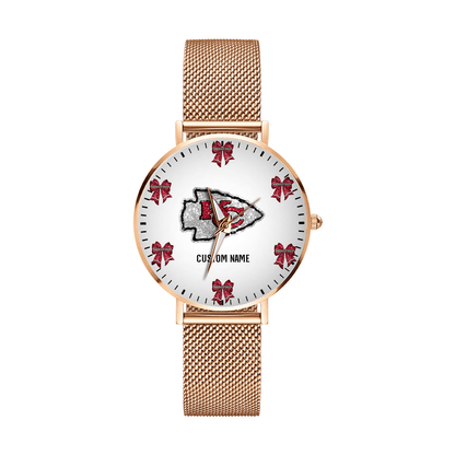 LIMITED EDITION - NEW CUSTOMIZED NFL01 KCC KANSAS CITY CHIEFS HAND WATCH