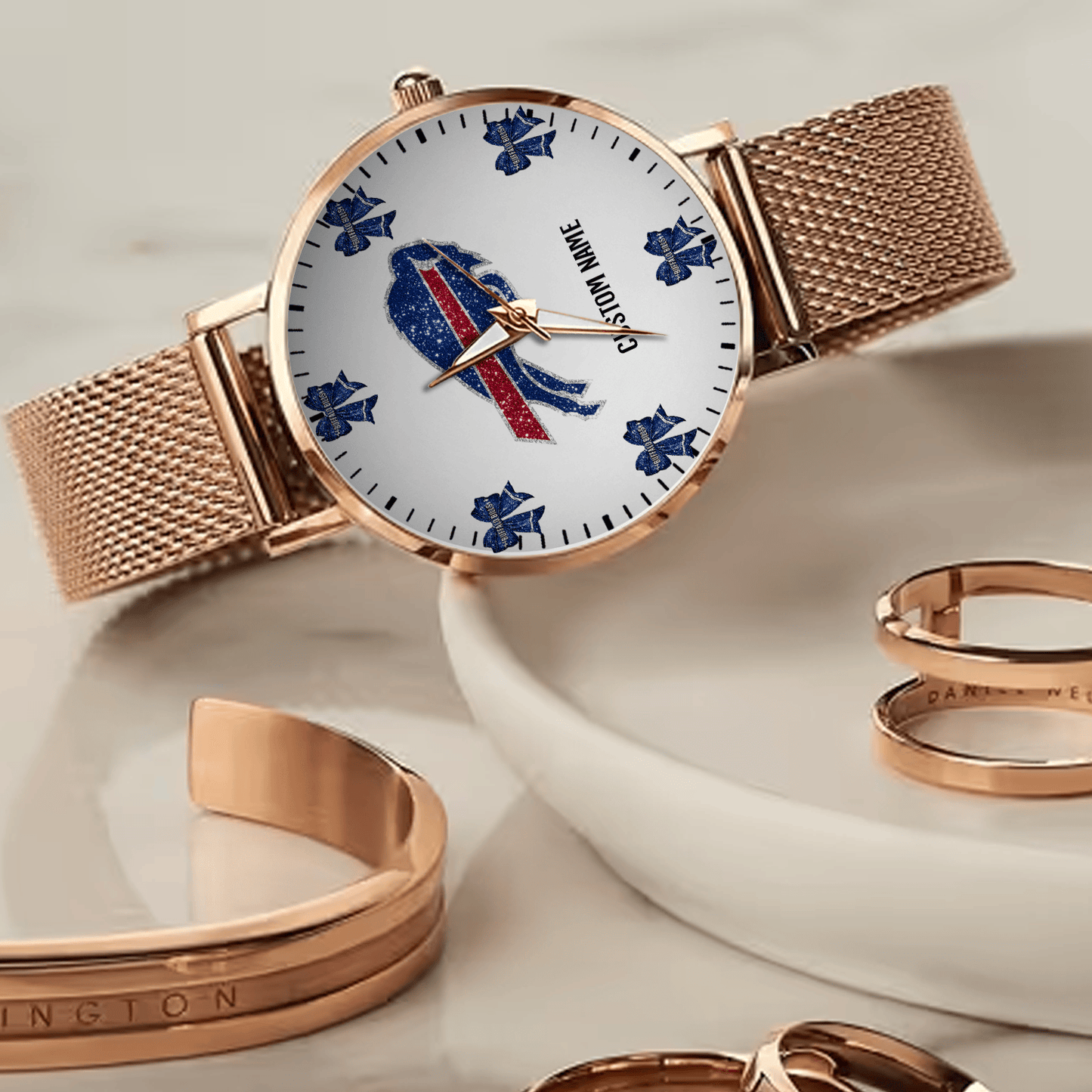 LIMITED EDITION - NEW CUSTOMIZED NFL03 BFB BUFFALO BILLS HAND WATCH