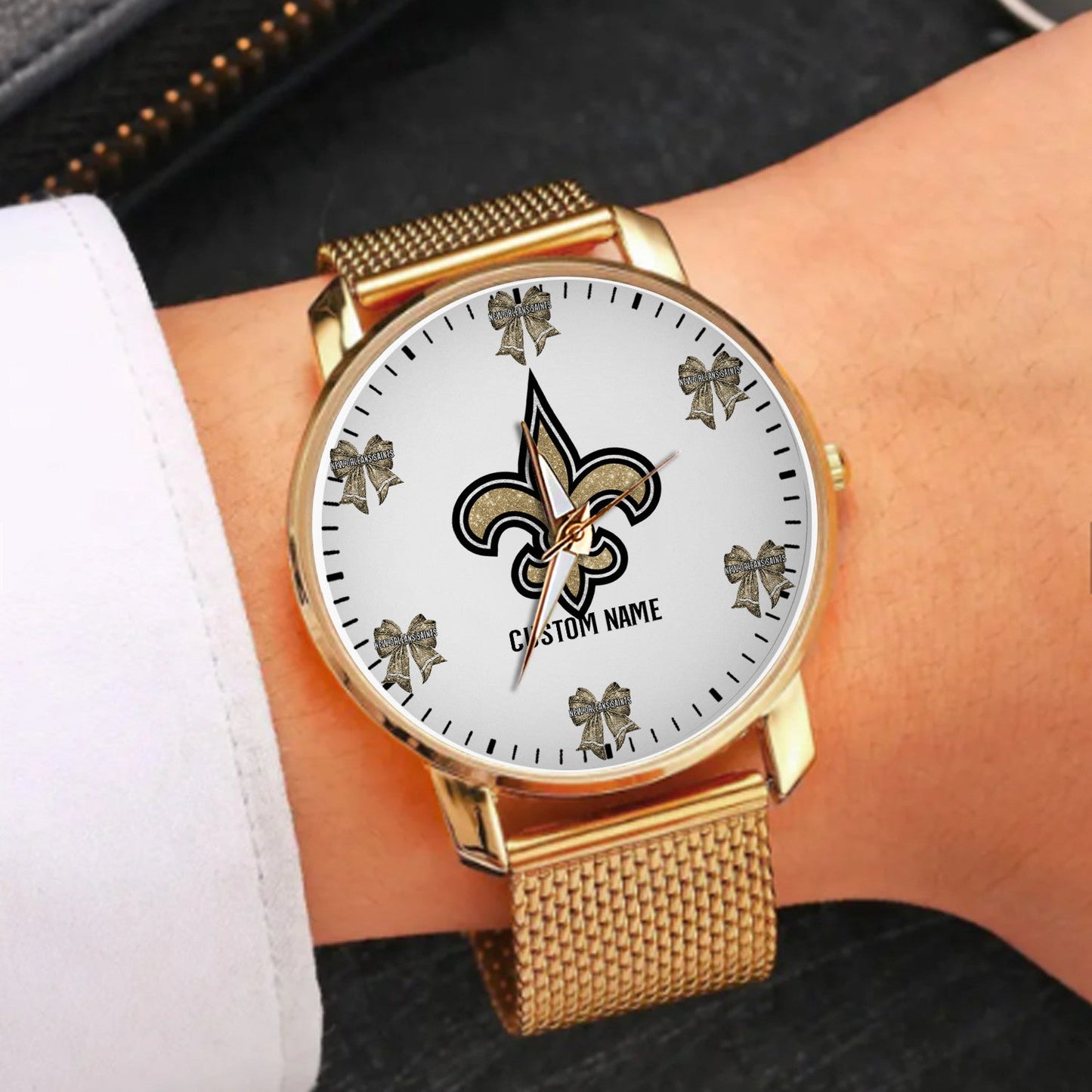 LIMITED EDITION - NEW CUSTOMIZED NFL24 NOS NEW ORLEANS SAINTS HAND WATCH