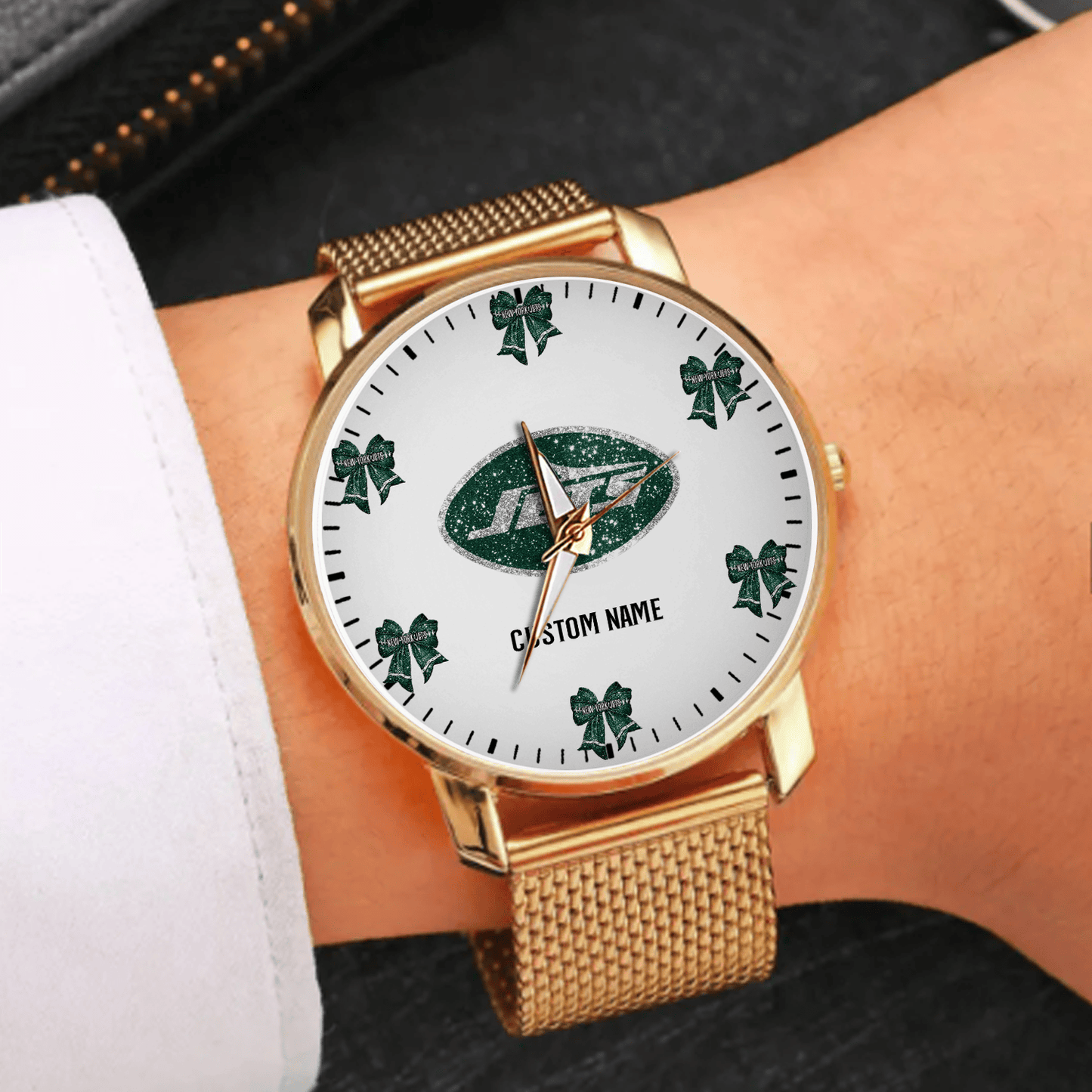 LIMITED EDITION - NEW CUSTOMIZED NFL25 NYJ NEW YORK JETS HAND WATCH