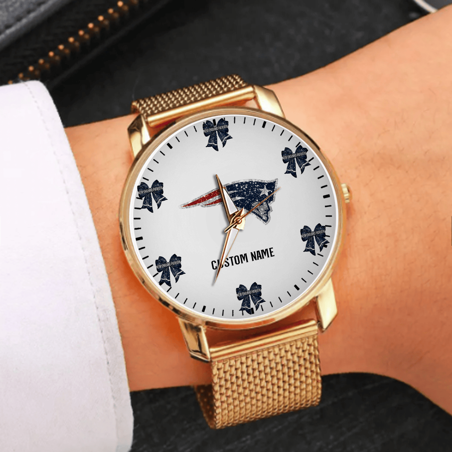 LIMITED EDITION - NEW CUSTOMIZED NFL27 NEP NEW ENGLAND PATRIOTS HAND WATCH