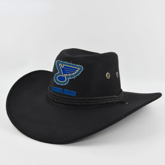 LIMITED EDITION - NEW CUSTOMIZED NHL14 SLB ST. LOUIS BLUES COWBOY HAT