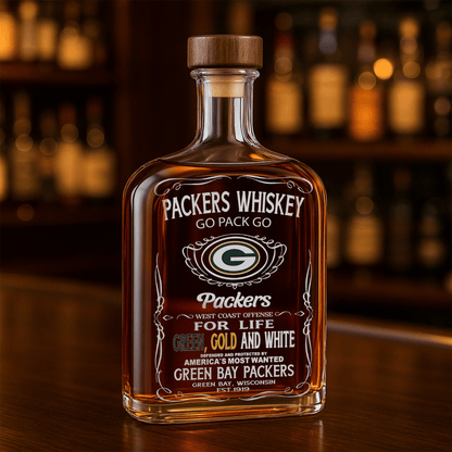 LIMITED EDITION - NEW CUSTOMIZED NFL08 GBP GREEN BAY PACKERS LUXURY WHISKEY BOTTLE 450ML