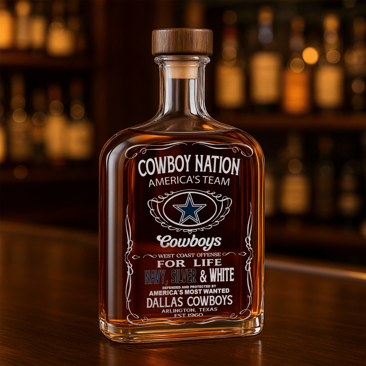 LIMITED EDITION - NEW CUSTOMIZED NFL21 DCB DALLAS COWBOYS LUXURY WHISKEY BOTTLE 450ML