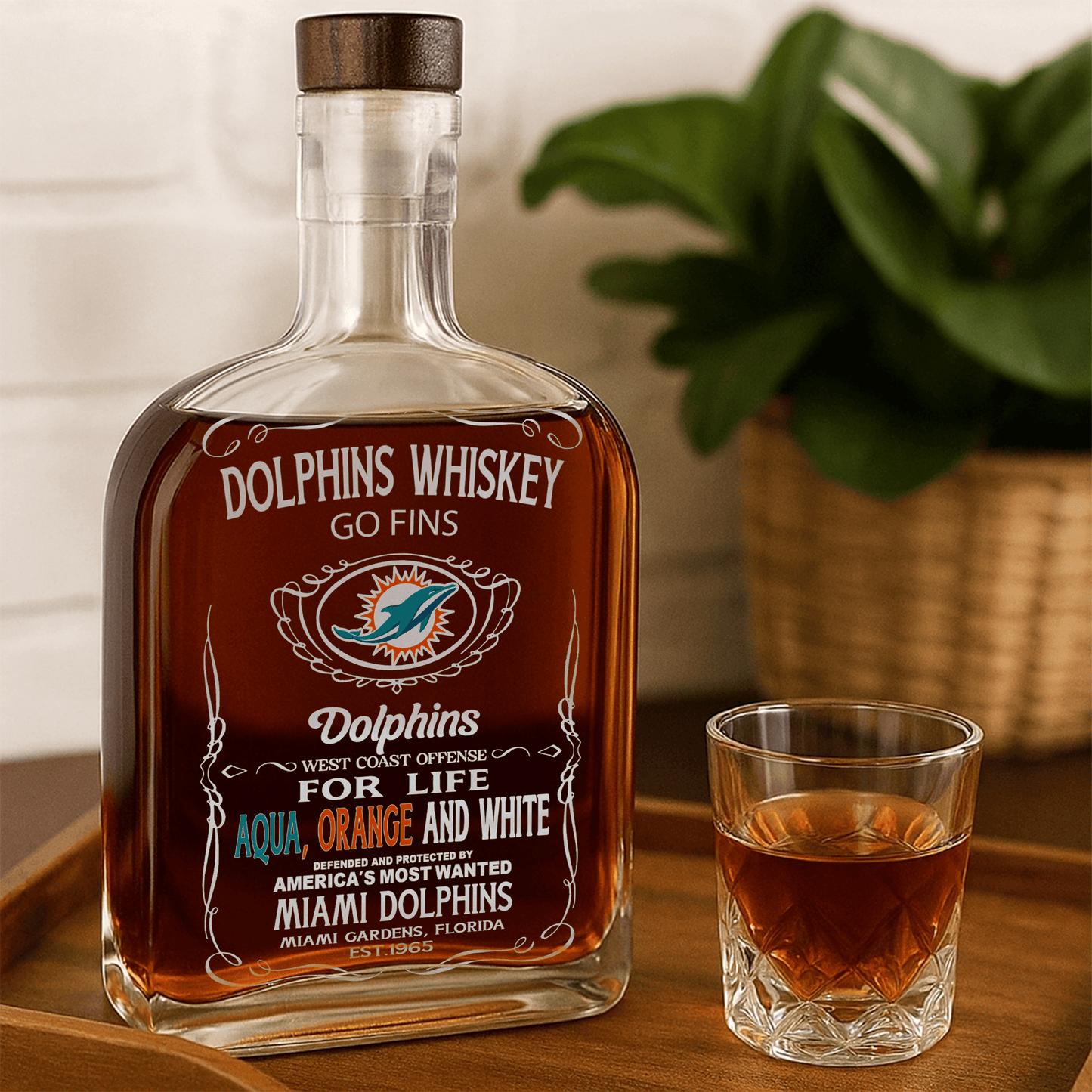 LIMITED EDITION - NEW CUSTOMIZED NFL19 MDP MIAMI DOLPHINS LUXURY WHISKEY BOTTLE 450ML