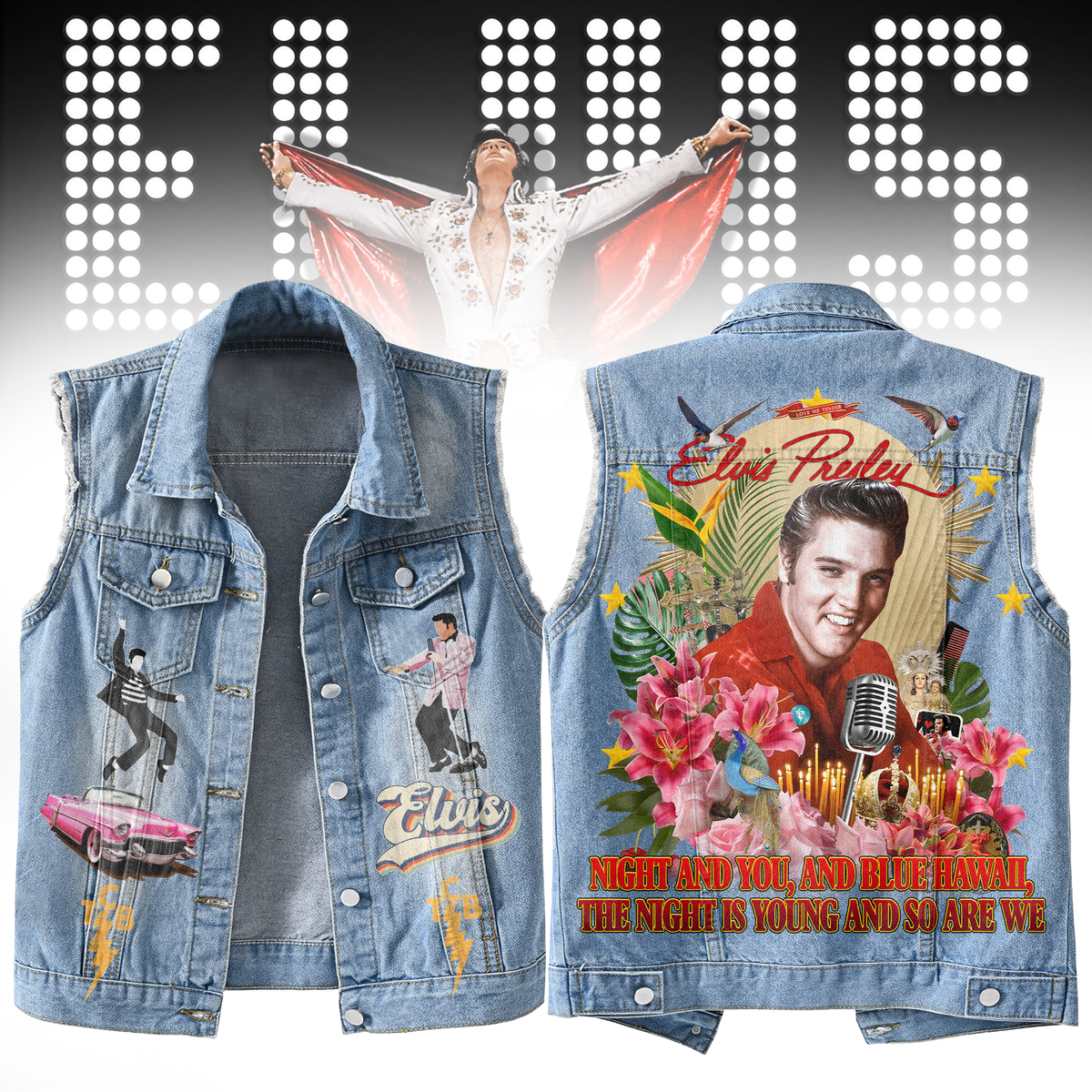 ELVIS PREMIUM LIMITED EDITION UNISEX SLEEVELESS DENIM JACKET