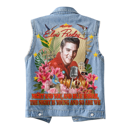 ELVIS PREMIUM LIMITED EDITION UNISEX SLEEVELESS DENIM JACKET