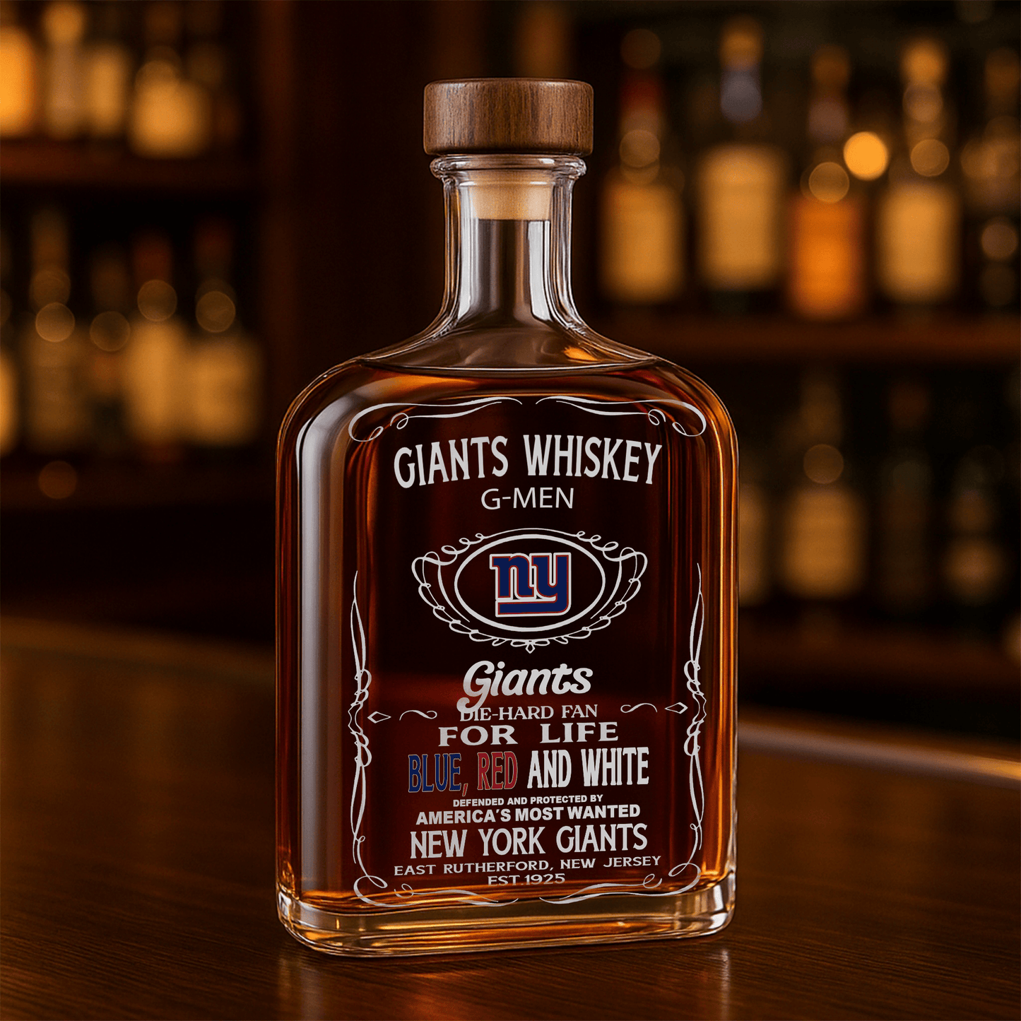 LIMITED EDITION - NEW CUSTOMIZED NFL32 NYG NEW YORK GIANTS LUXURY WHISKEY BOTTLE 450ML