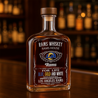 LIMITED EDITION - NEW CUSTOMIZED NFL22 LAR LOS ANGELES RAMS LUXURY WHISKEY BOTTLE 450ML
