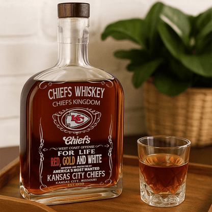 LIMITED EDITION - NEW CUSTOMIZED NFL01 KCC KANSAS CITY CHIEFS LUXURY WHISKEY BOTTLE 450ML