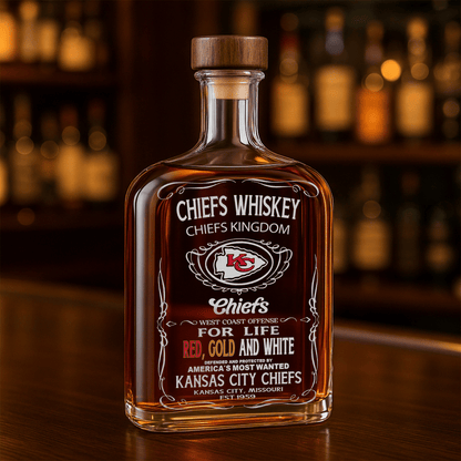 LIMITED EDITION - NEW CUSTOMIZED NFL01 KCC KANSAS CITY CHIEFS LUXURY WHISKEY BOTTLE 450ML