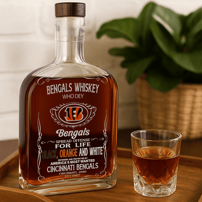 LIMITED EDITION - NEW CUSTOMIZED NFL16 CCB CINCINNATI BENGALS LUXURY WHISKEY BOTTLE 450ML