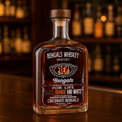 LIMITED EDITION - NEW CUSTOMIZED NFL16 CCB CINCINNATI BENGALS LUXURY WHISKEY BOTTLE 450ML