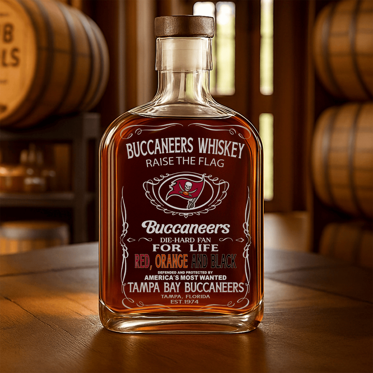 LIMITED EDITION - NEW CUSTOMIZED NFL10 TBB TAMPA BAY BUCCANEERS LUXURY WHISKEY BOTTLE 450ML