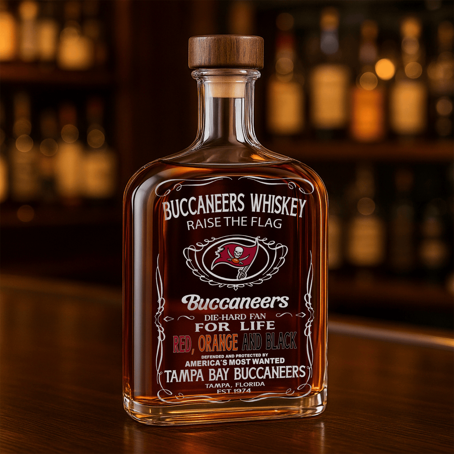 LIMITED EDITION - NEW CUSTOMIZED NFL10 TBB TAMPA BAY BUCCANEERS LUXURY WHISKEY BOTTLE 450ML