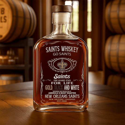 LIMITED EDITION - NEW CUSTOMIZED NFL24 NOS NEW ORLEANS SAINTS LUXURY WHISKEY BOTTLE 450ML