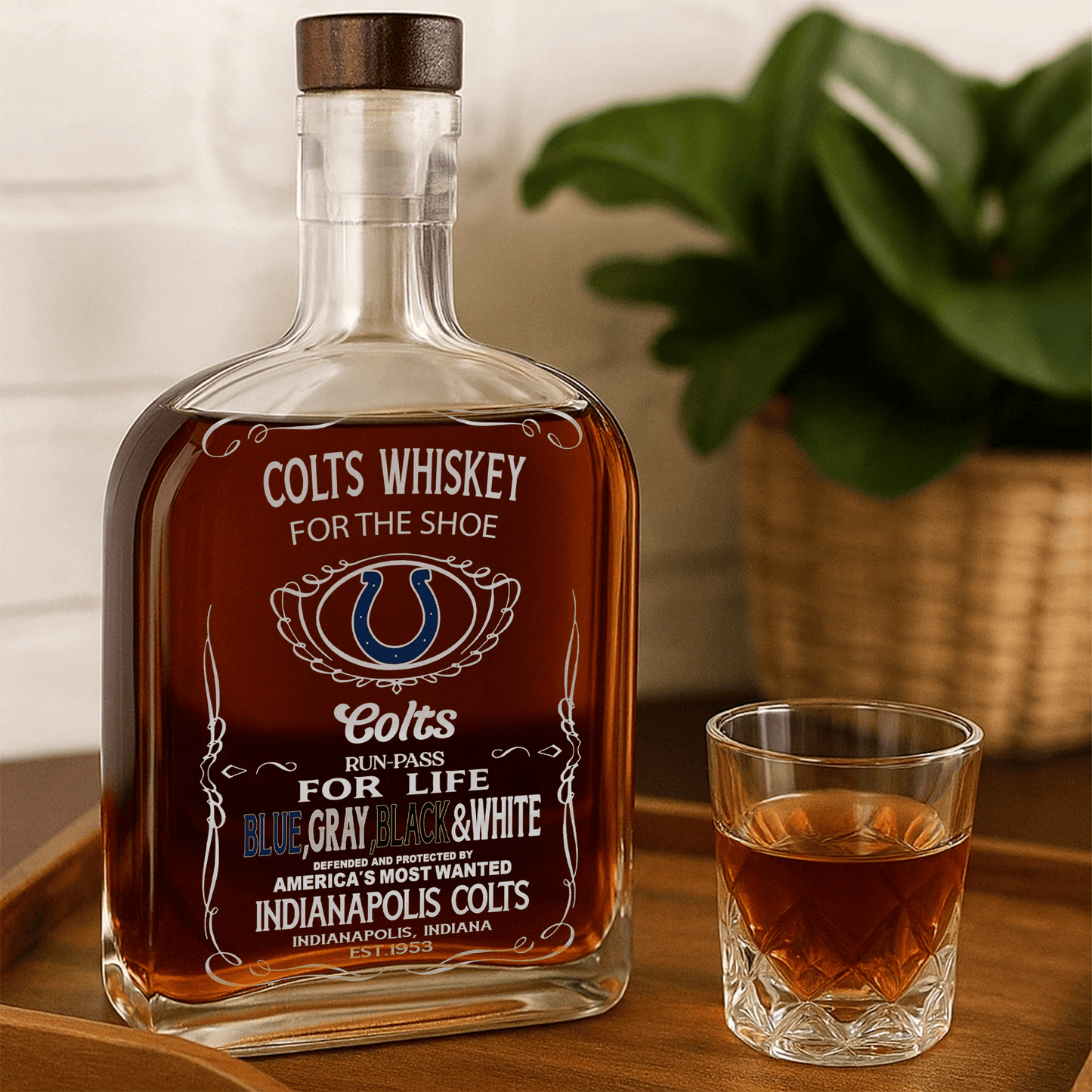 LIMITED EDITION - NEW CUSTOMIZED NFL17 IDC INDIANAPOLIS COLTS LUXURY WHISKEY BOTTLE 450ML
