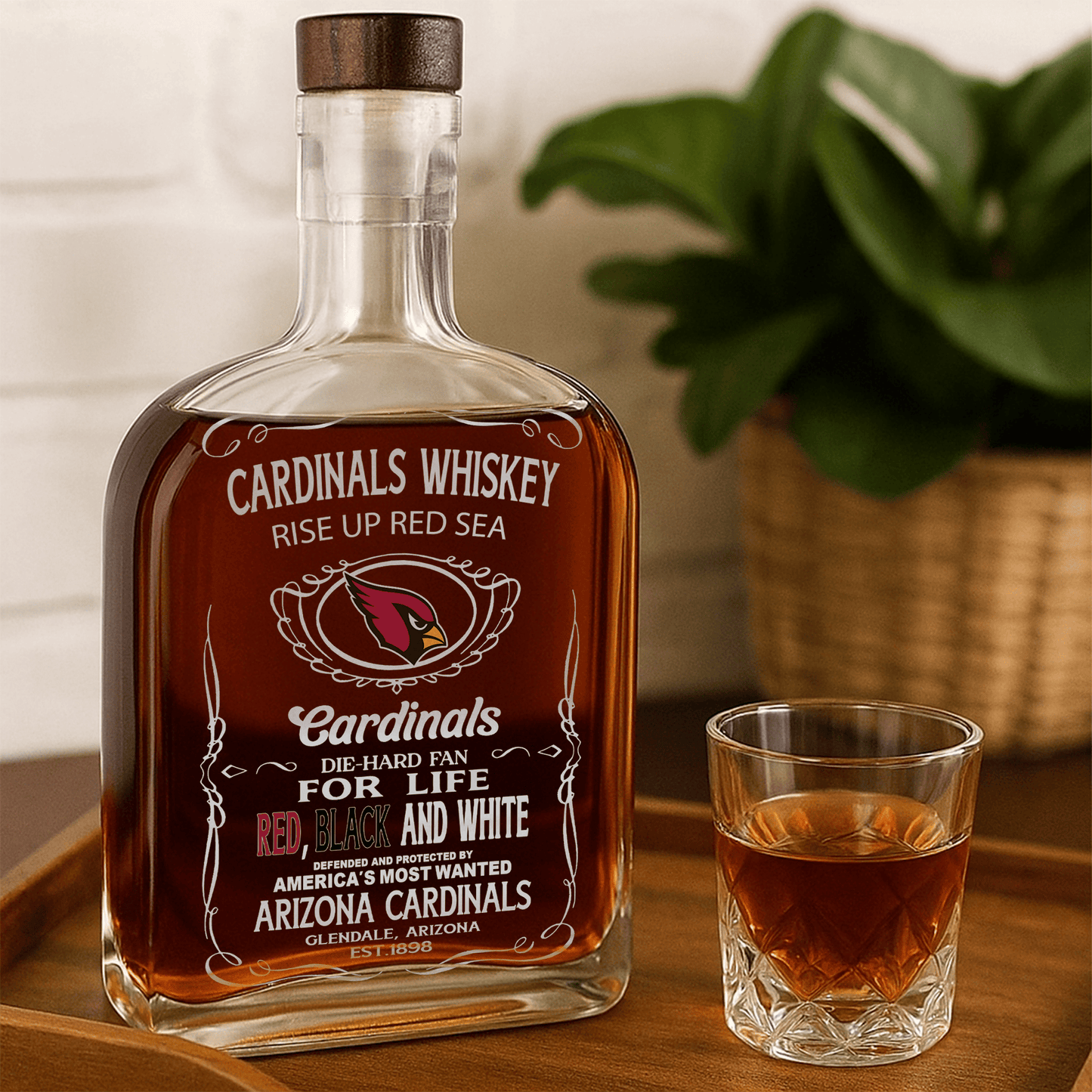 LIMITED EDITION - NEW CUSTOMIZED NFL20 ARC ARIZONA CARDINALS LUXURY WHISKEY BOTTLE 450ML