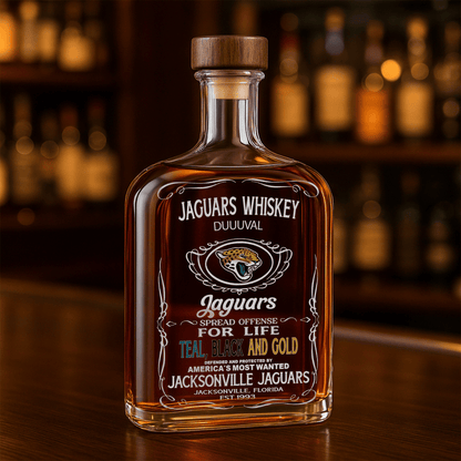 LIMITED EDITION - NEW CUSTOMIZED NFL30 JSJ JACKSONVILLE JAGUARS LUXURY WHISKEY BOTTLE 450ML