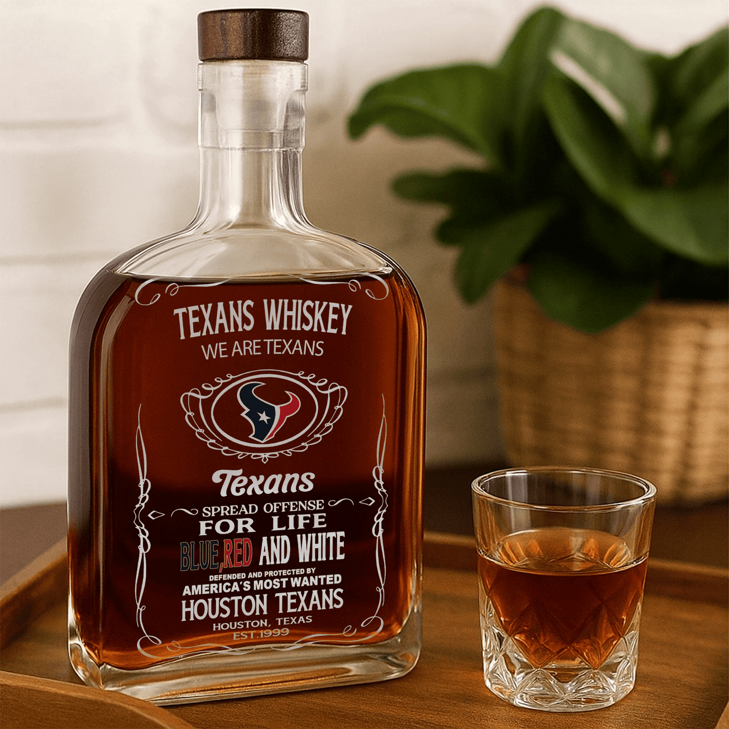 LIMITED EDITION - NEW CUSTOMIZED NFL15 HTT HOUSTON TEXANS LUXURY WHISKEY BOTTLE 450ML
