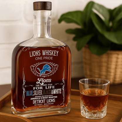 LIMITED EDITION - NEW CUSTOMIZED NFL04 DTL DETROIT LIONS LUXURY WHISKEY BOTTLE 450ML