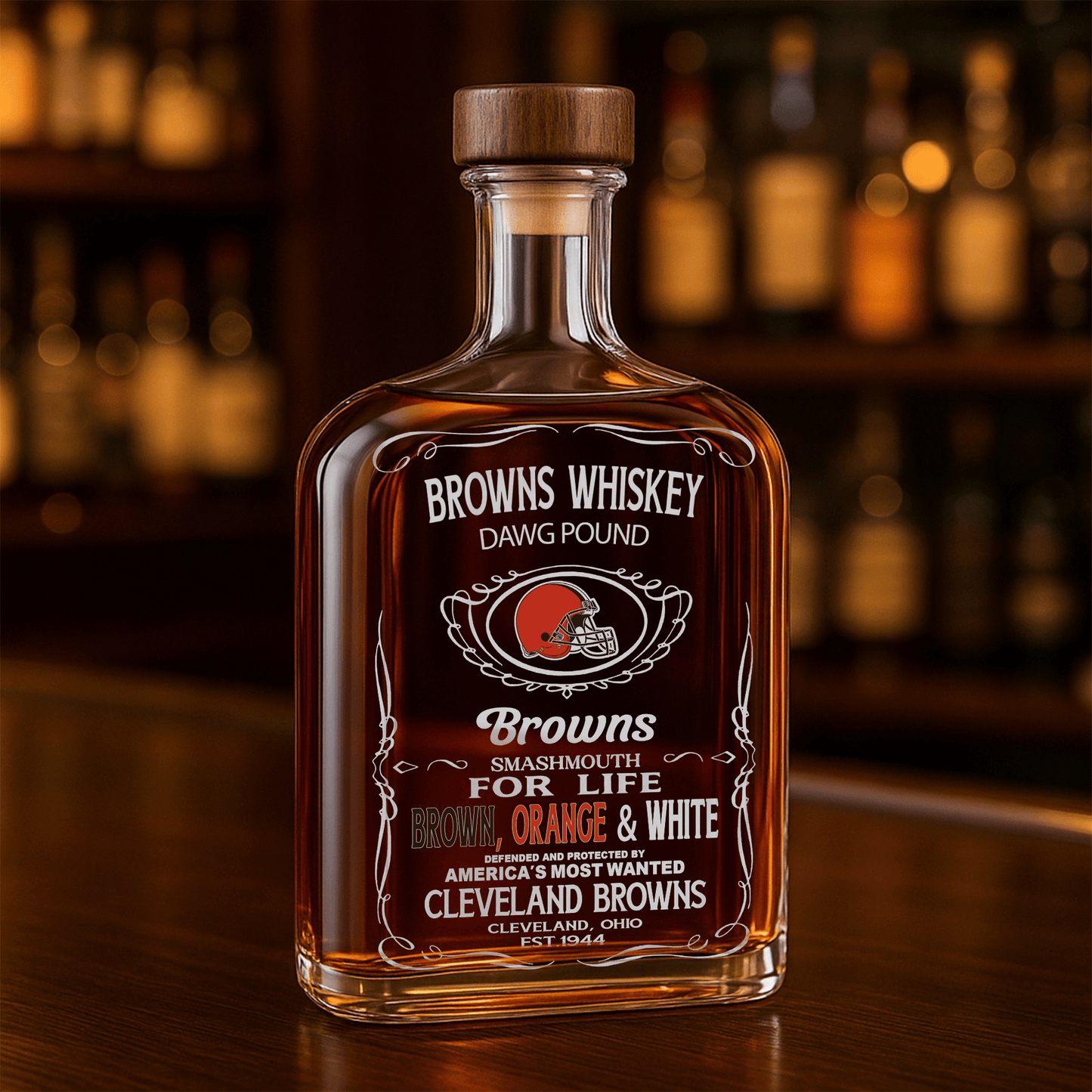 LIMITED EDITION - NEW CUSTOMIZED NFL29 CLB CLEVELAND BROWNS LUXURY WHISKEY BOTTLE 450ML