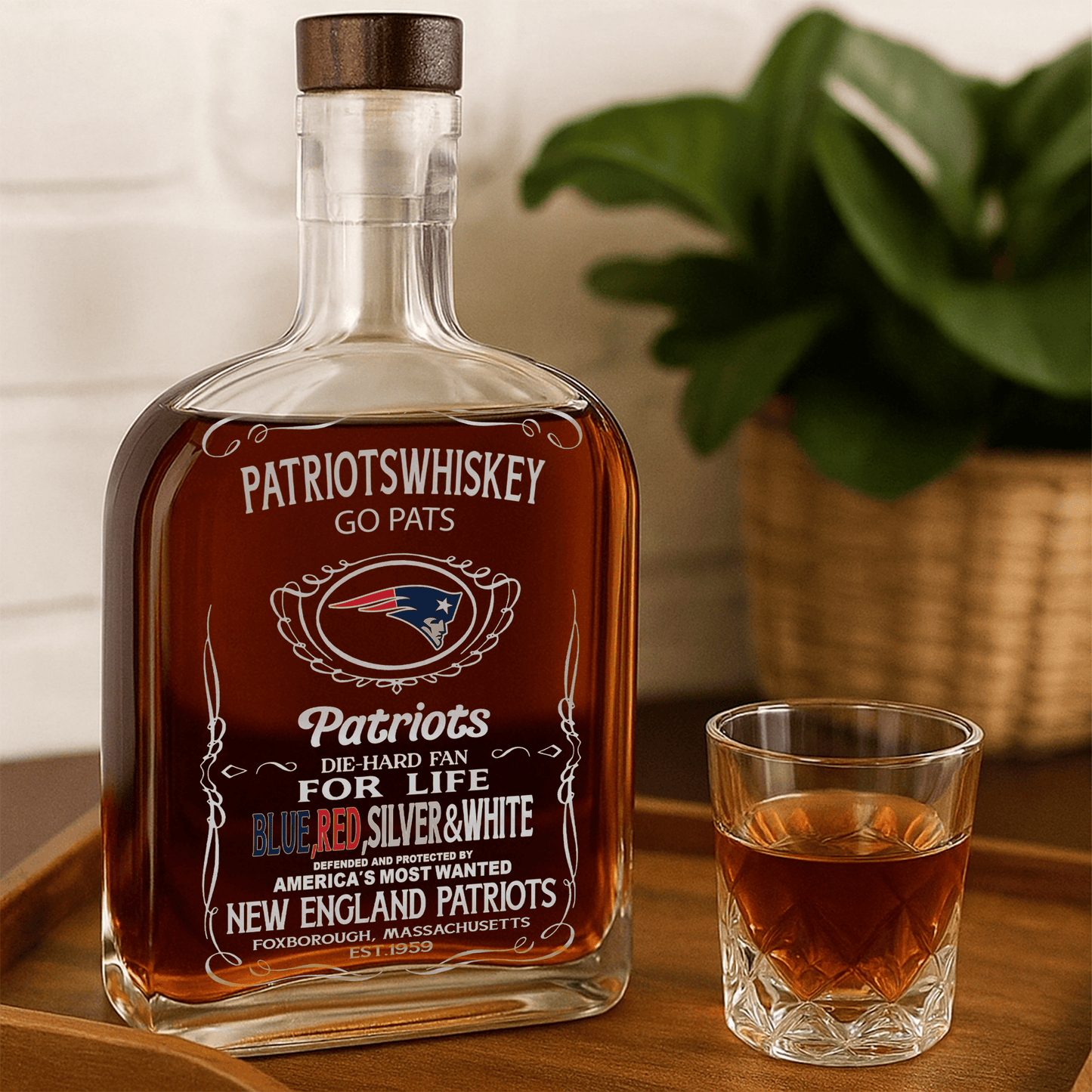 LIMITED EDITION - NEW CUSTOMIZED NFL27 NEP NEW ENGLAND PATRIOTS LUXURY WHISKEY BOTTLE 450ML