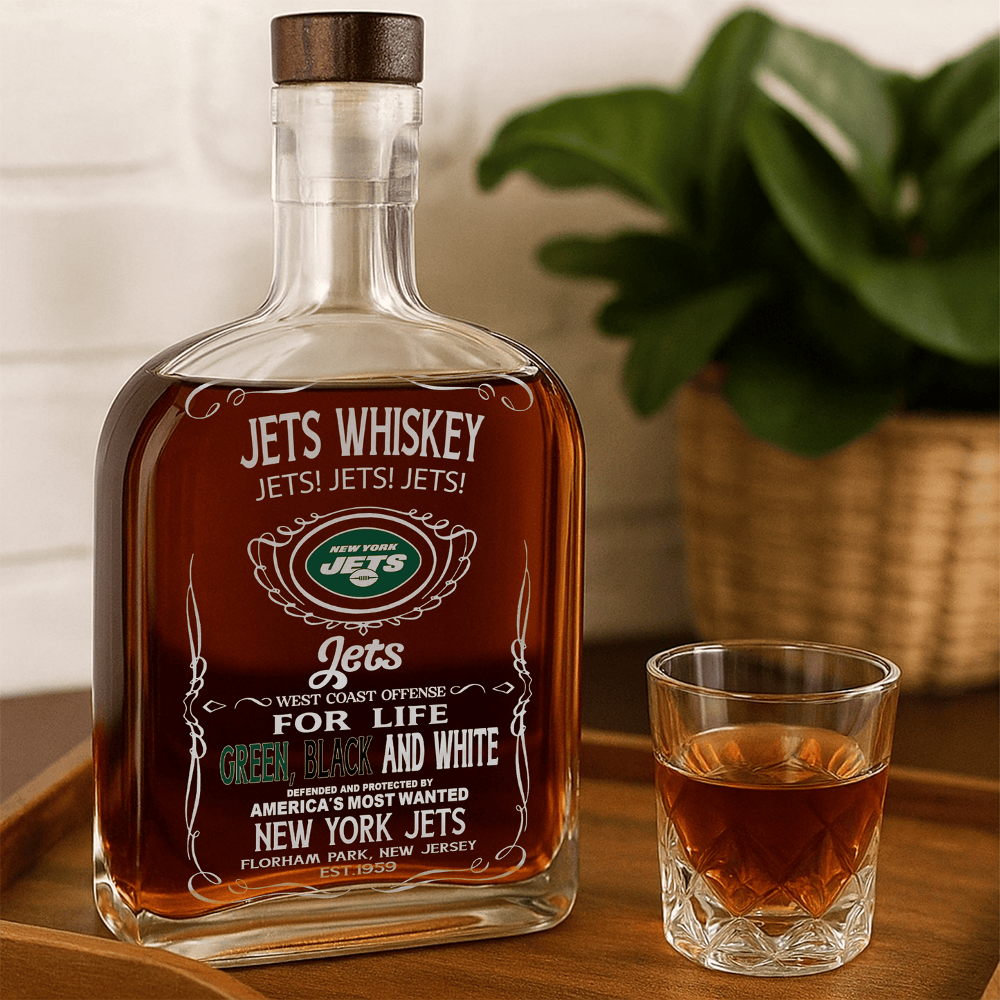 LIMITED EDITION - NEW CUSTOMIZED NFL25 NYJ NEW YORK JETS LUXURY WHISKEY BOTTLE 450ML