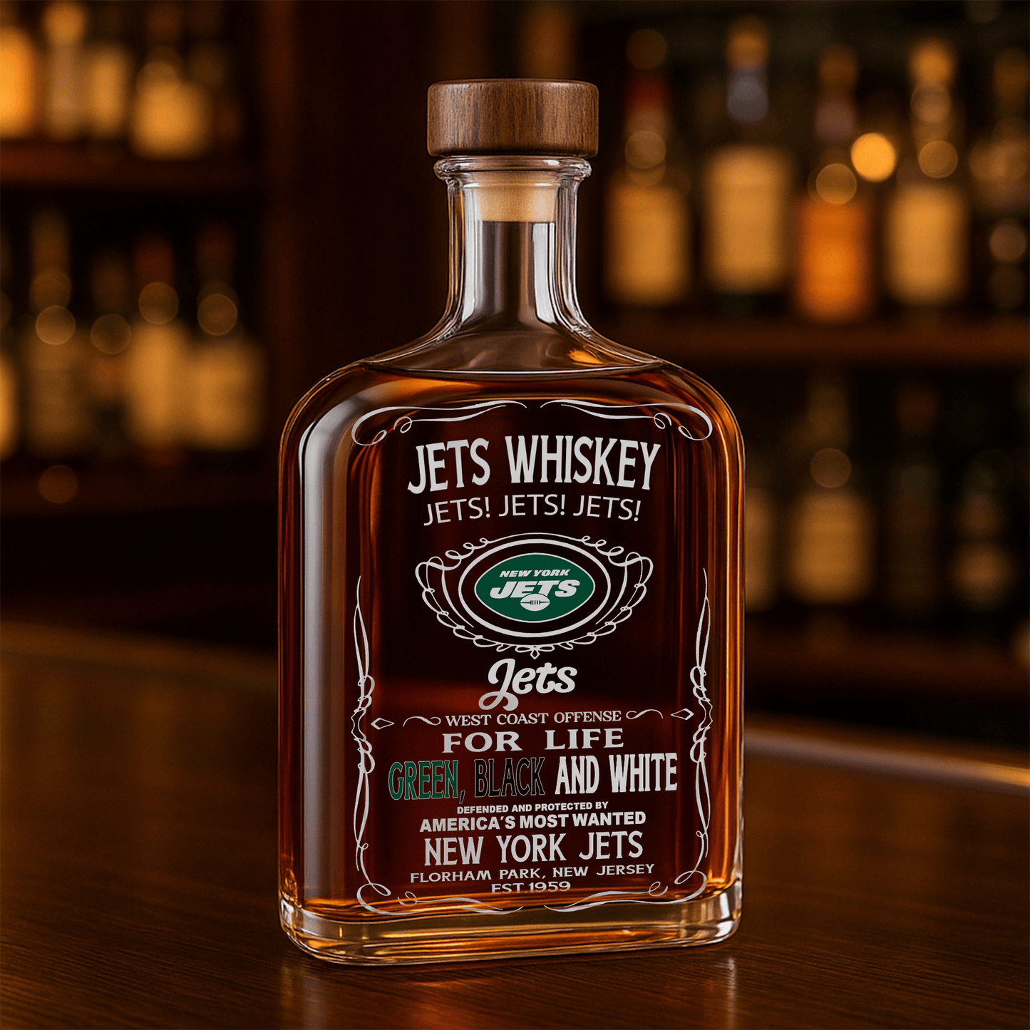 LIMITED EDITION - NEW CUSTOMIZED NFL25 NYJ NEW YORK JETS LUXURY WHISKEY BOTTLE 450ML